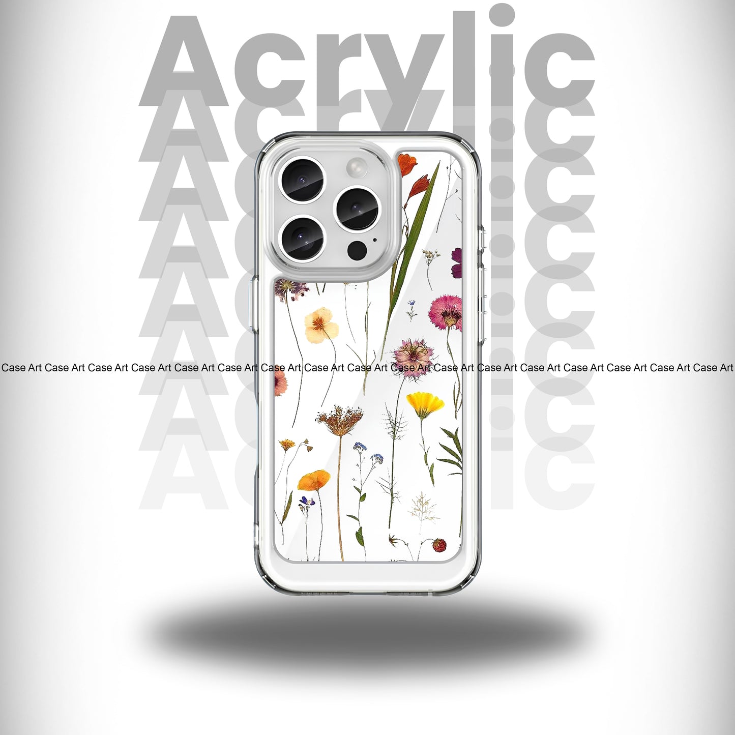 Aesthetic Floral Crystal Acrylic Case