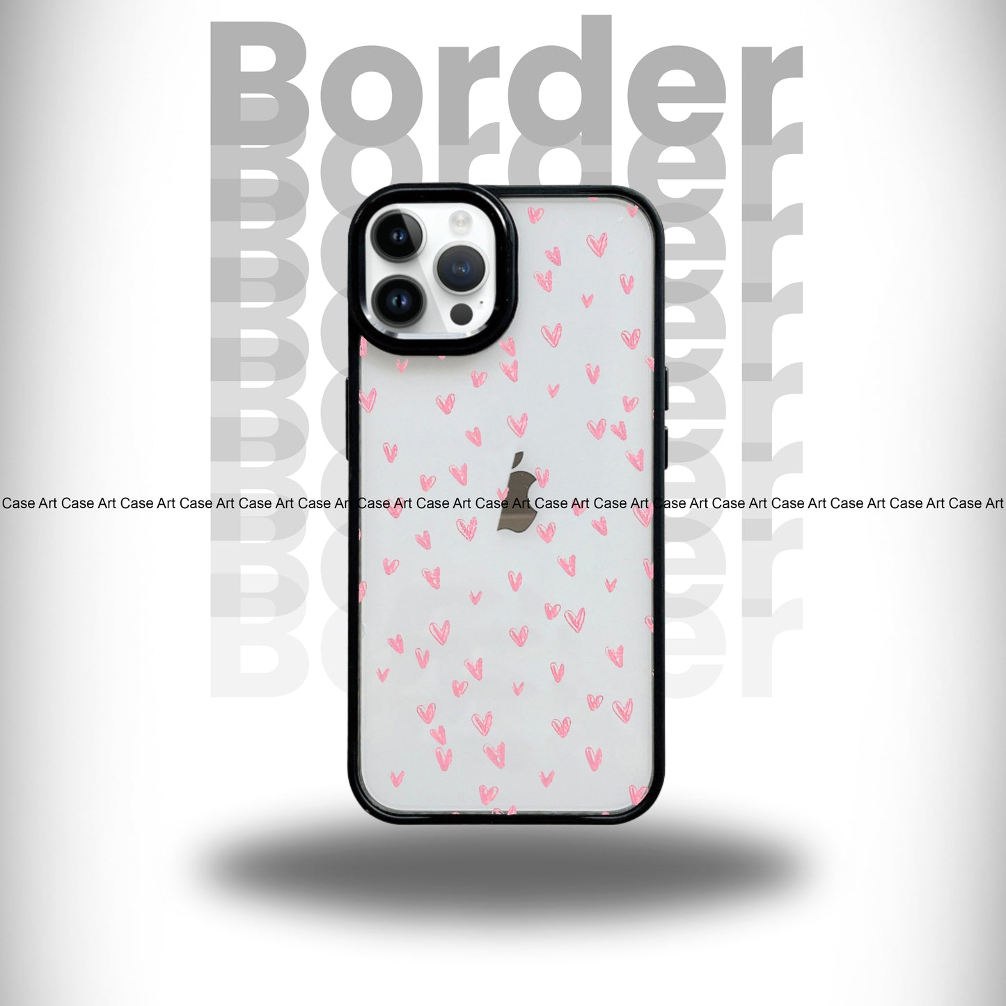 Pink Cute Hearts Black Border Case