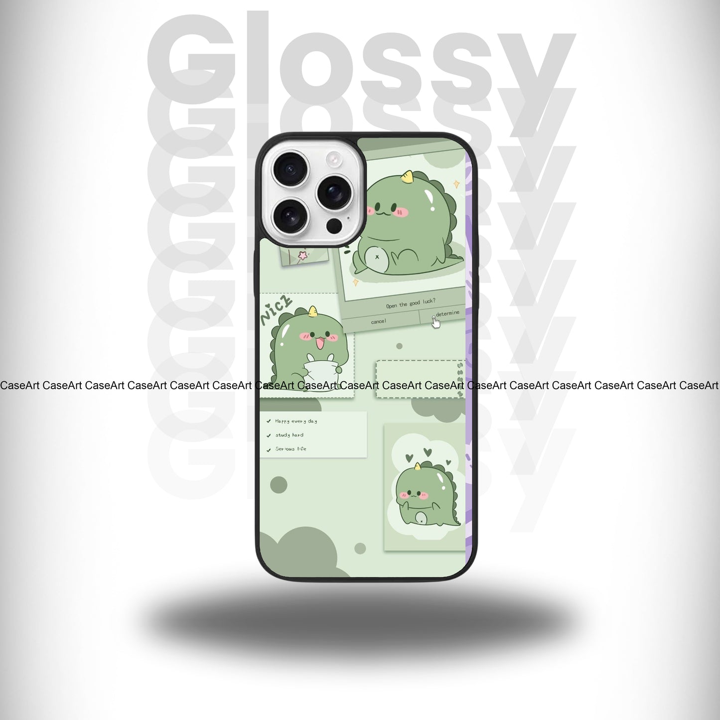 Pastel Green Dinos Glossy Case