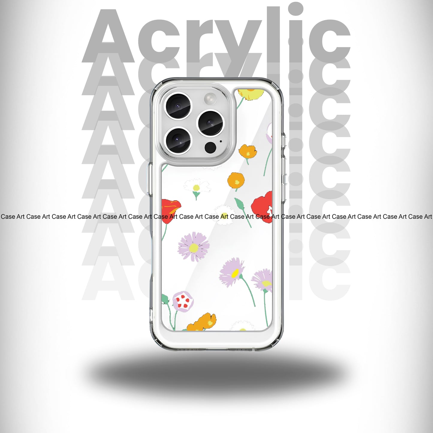Multi Flowers Crystal Acrylic Case