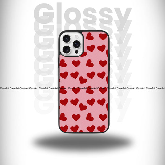 Red Hearts Glossy Case