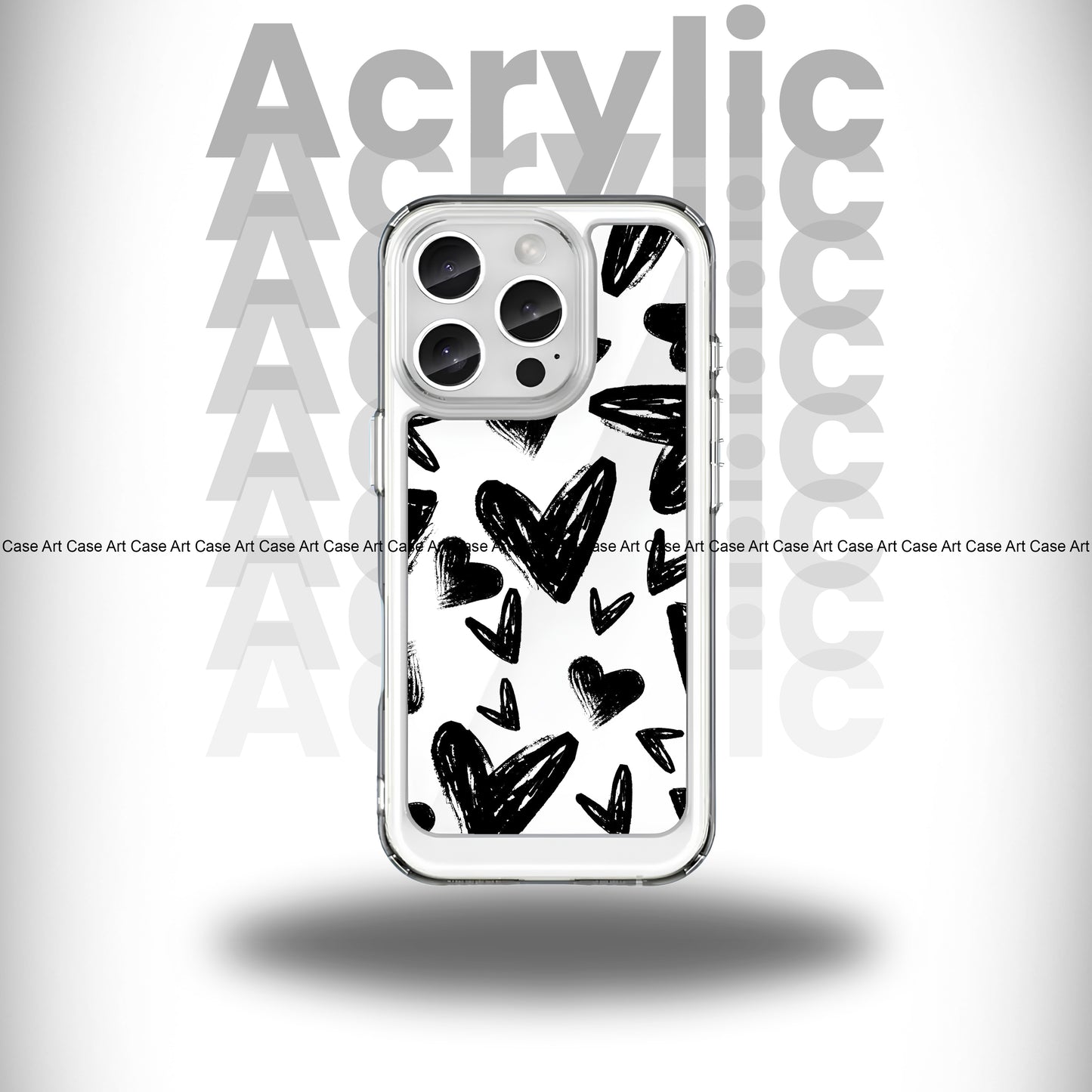 Black Hearts Crystal Acrylic Case