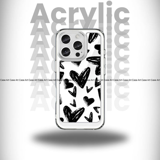 Black Hearts Crystal Acrylic Case
