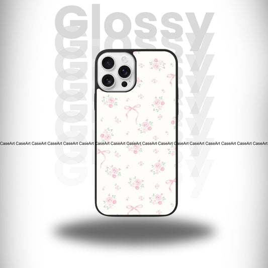 Pink Bow Floral Glossy Case
