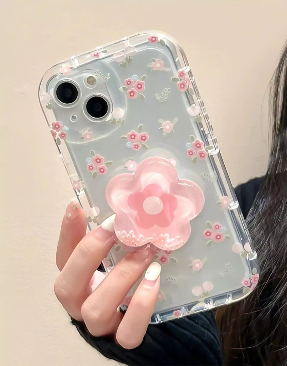 Pink Floral Case With Holder