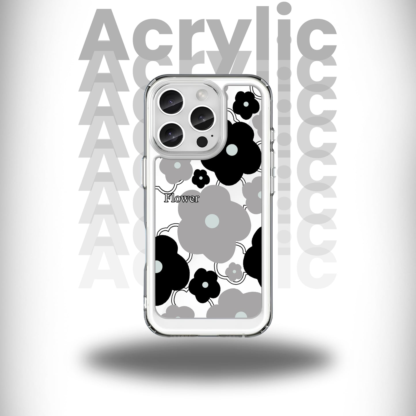 Black & White Flower Cute Acrylic Case