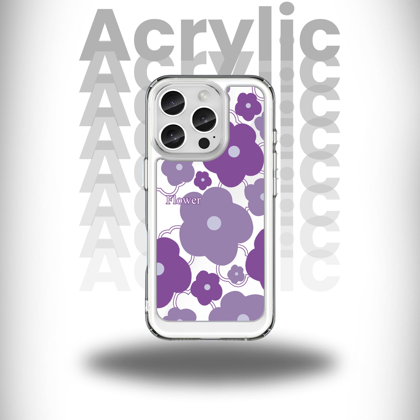 Purple Flower Cute Acrylic Case